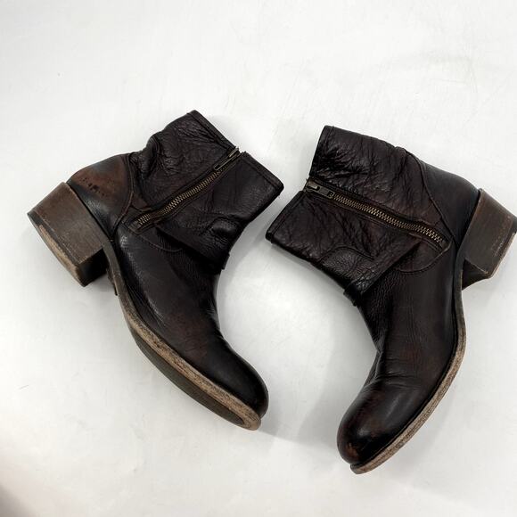 Frye Brown Maroon Leather Ankle booties - Picture 3 of 7